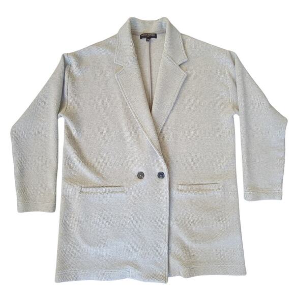 BANANA REPUBLIC Relaxed Fit Knit Double Breasted Grandpa Blazer Womens L Lounge - Picture 1 of 14
